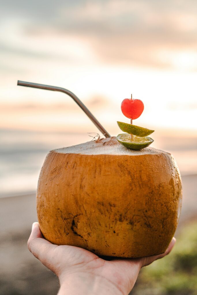 canggu sunset fresh coconut